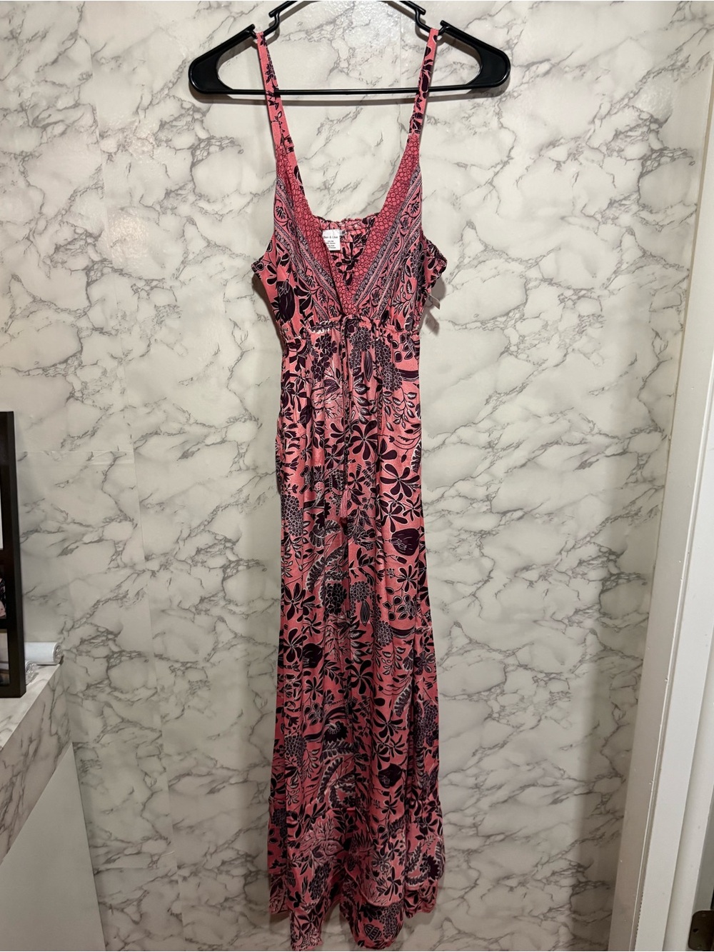 NEW Ben & Lisa Sleeveless Pink Floral Boho Maxi Dress M
